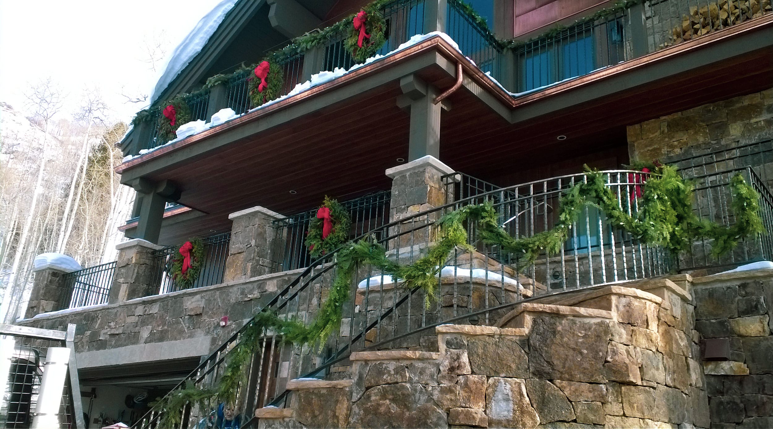 Elegant holiday decor installation in Vail